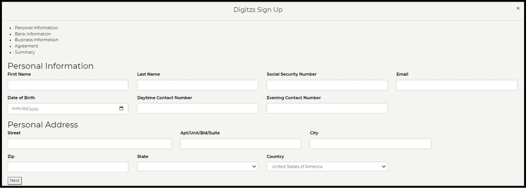 Sign Up Digitsz